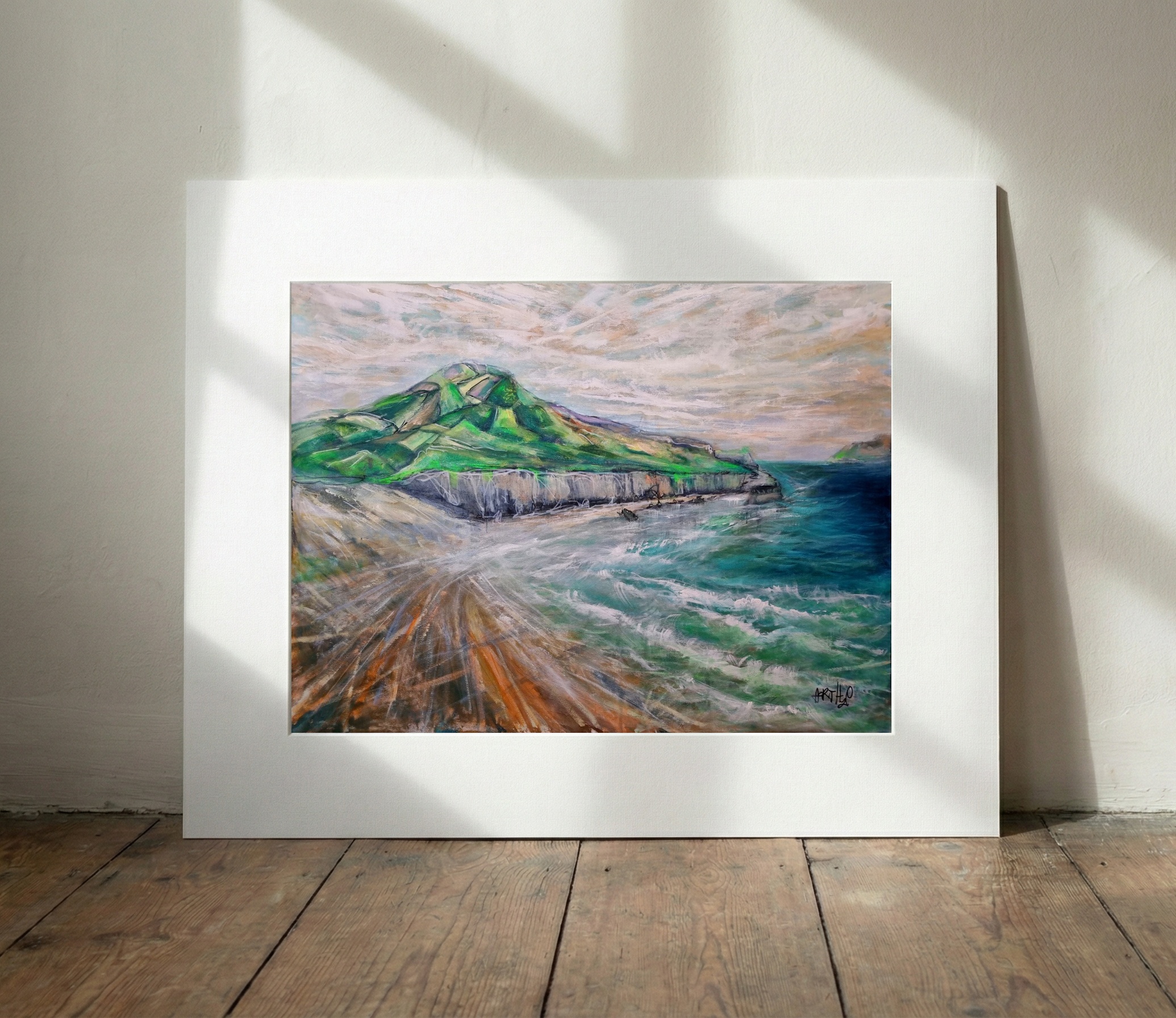 Emerald Landscape Overlooking Carrowmore Beach — art on the wall, room interior preview 3