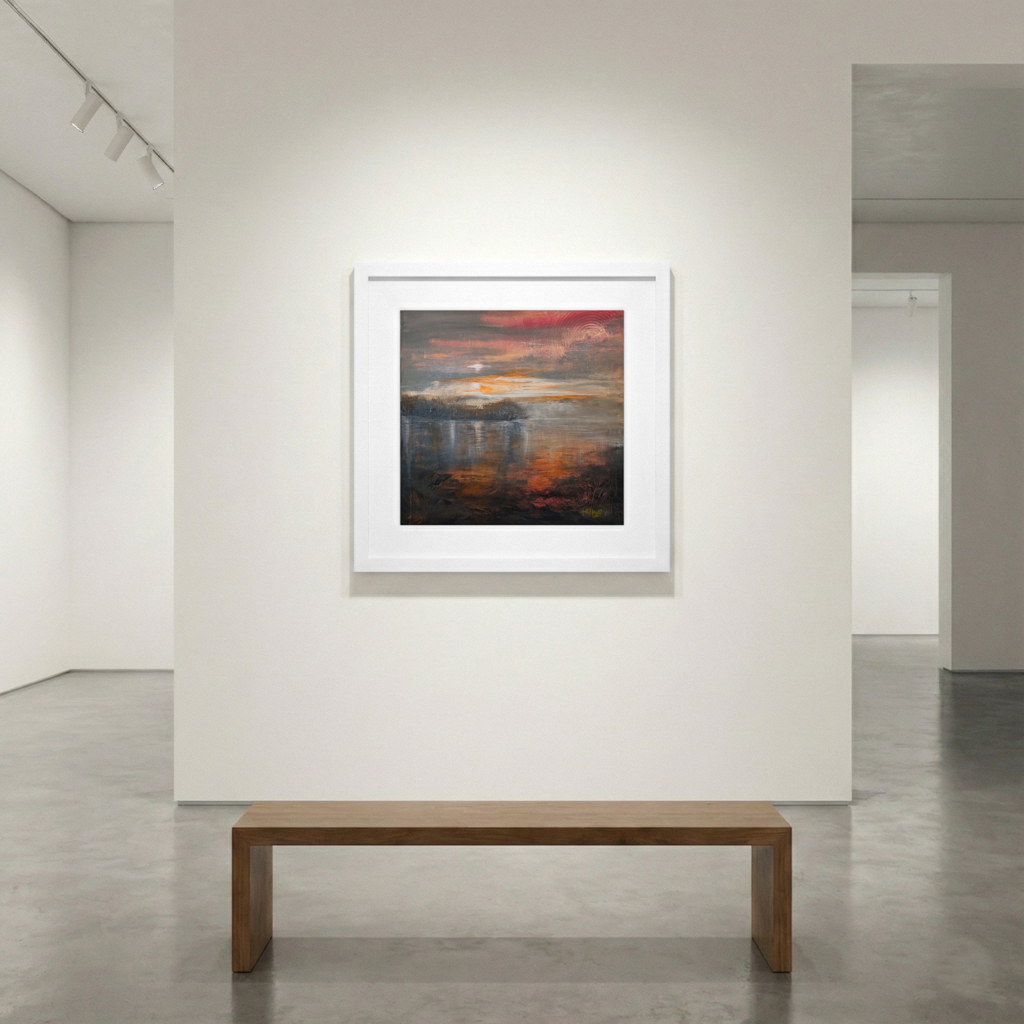 Orange and Gray Riverbank Impression — art on the wall, room interior preview 1