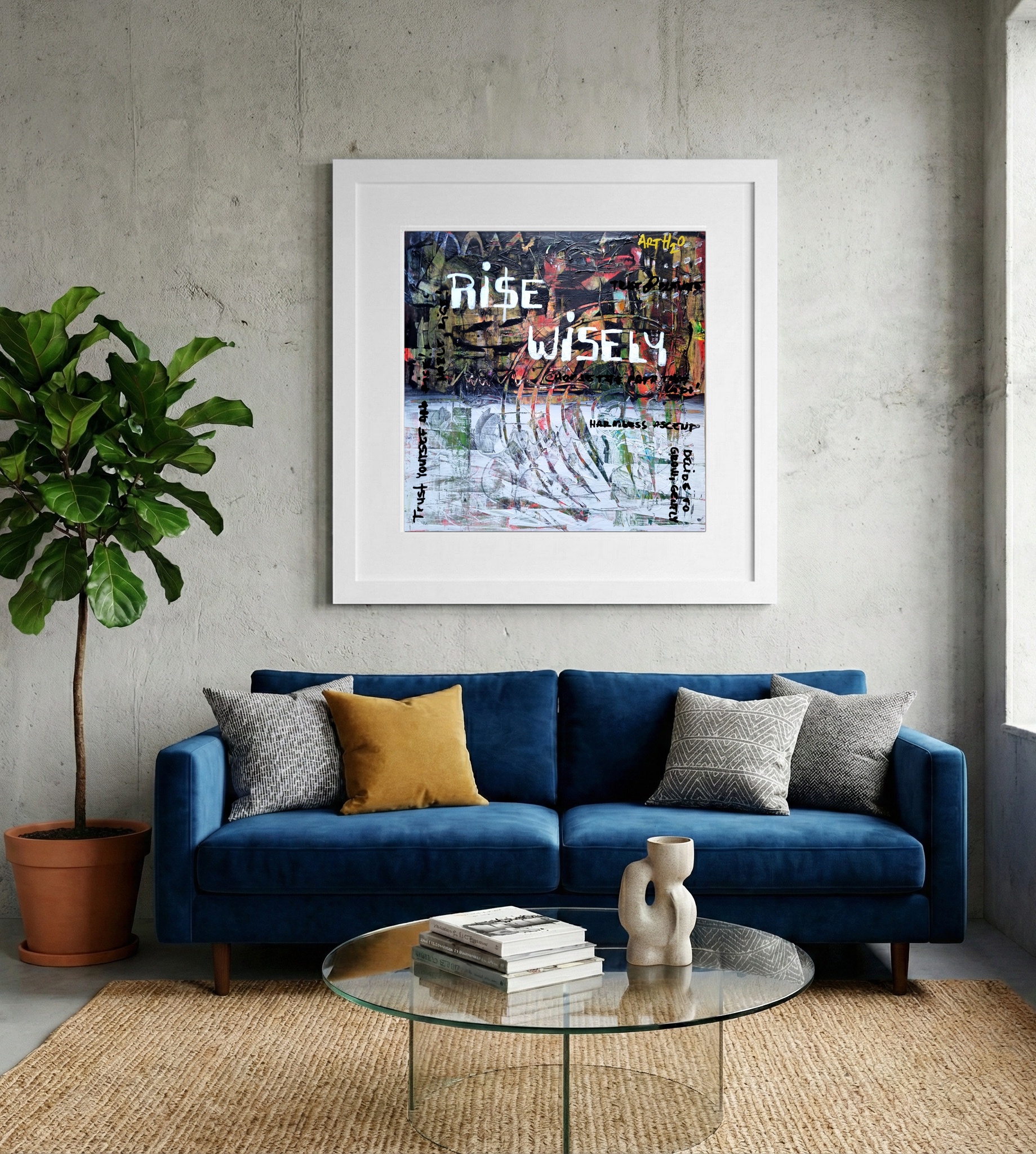 Black and White Energy on Cardboard — art on the wall, room interior preview 2