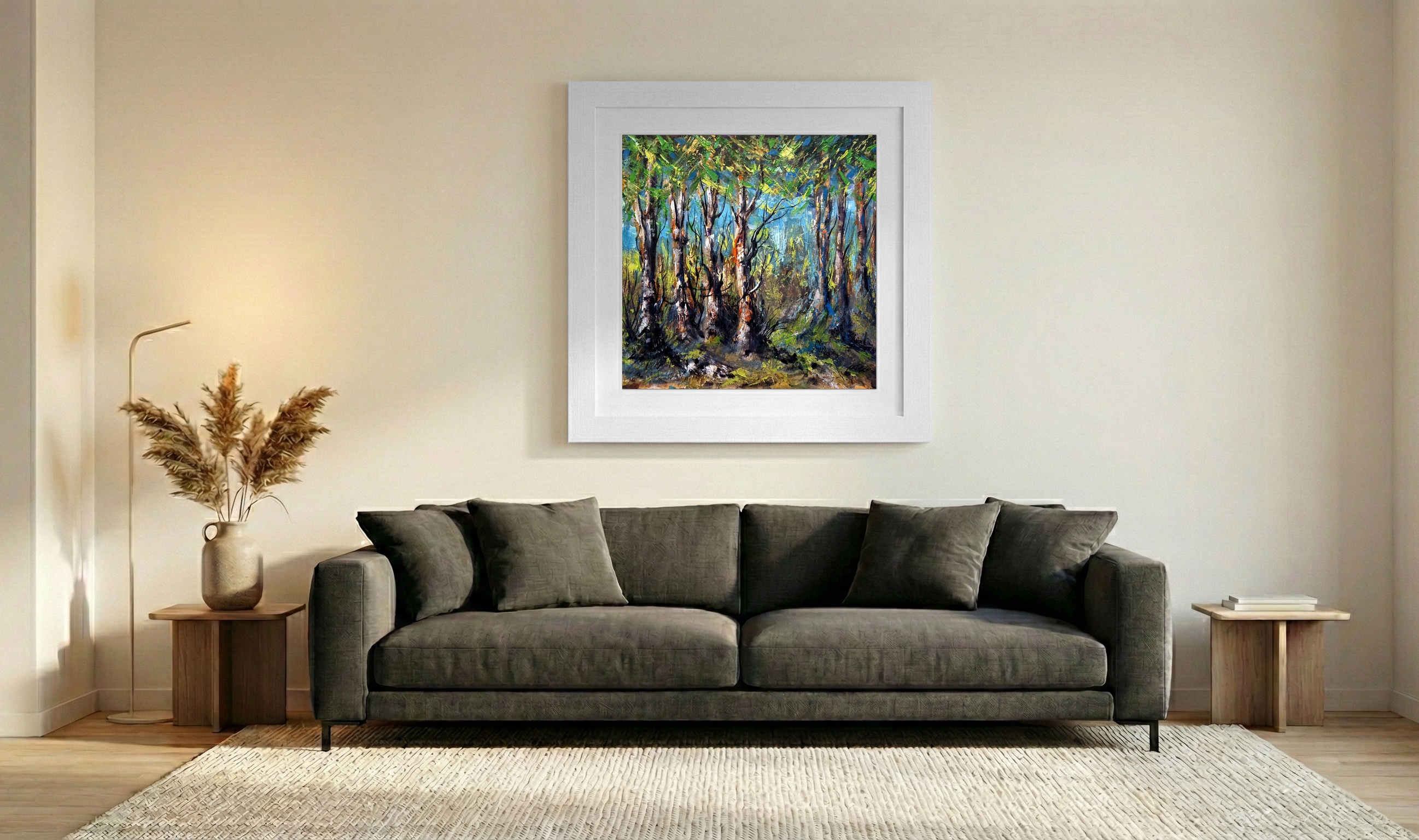Emerald Forest in Acrylic on Linen — art on the wall, room interior preview 3