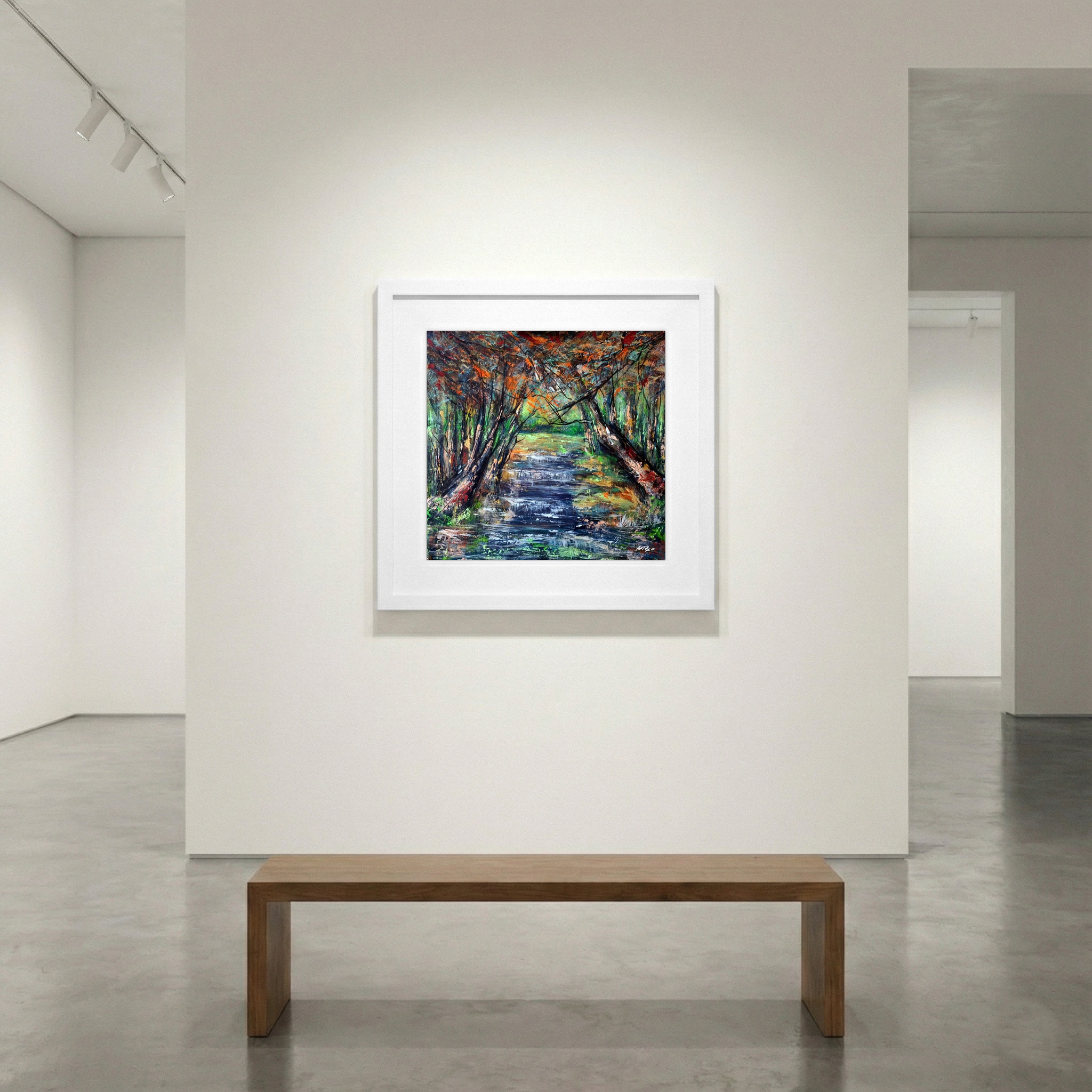 Crimson and Green Forest Impression — art on the wall, room interior preview 1