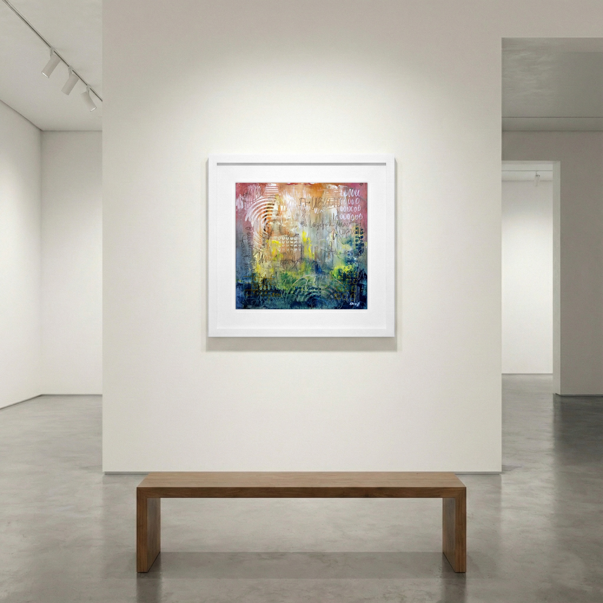 Ochre and Green Harmony on Paper — art on the wall, room interior preview 1