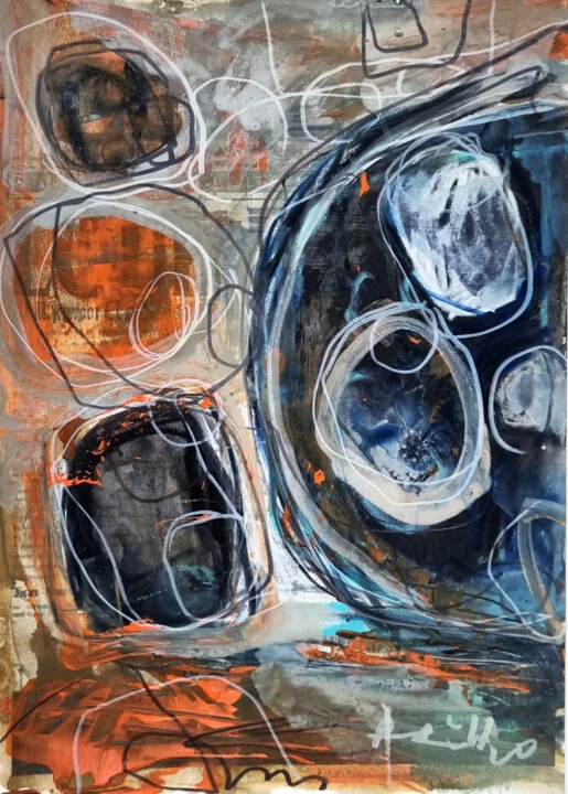 Click to view in high resolution Fiery Orange and Blue Abstract