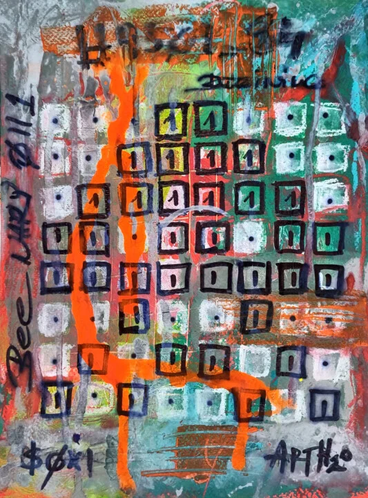 Click to view in high resolution Fluorescent Orange and Black Grid