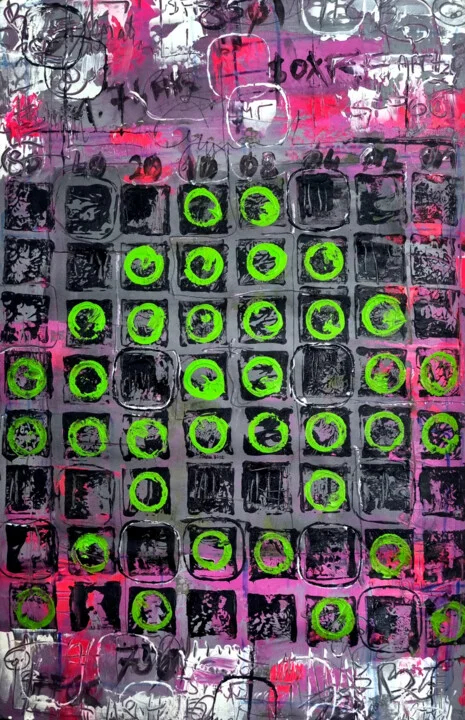 Click to view in high resolution Neon Green Pixel Rings of Nostalgia