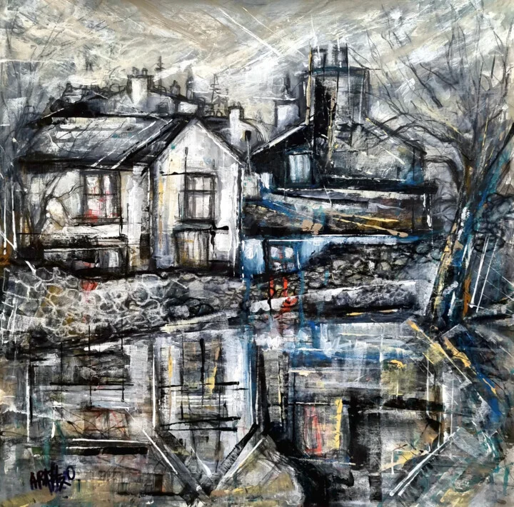 Click to view in high resolution Slate Grey and Teal Reflections of Westport Farmhouse