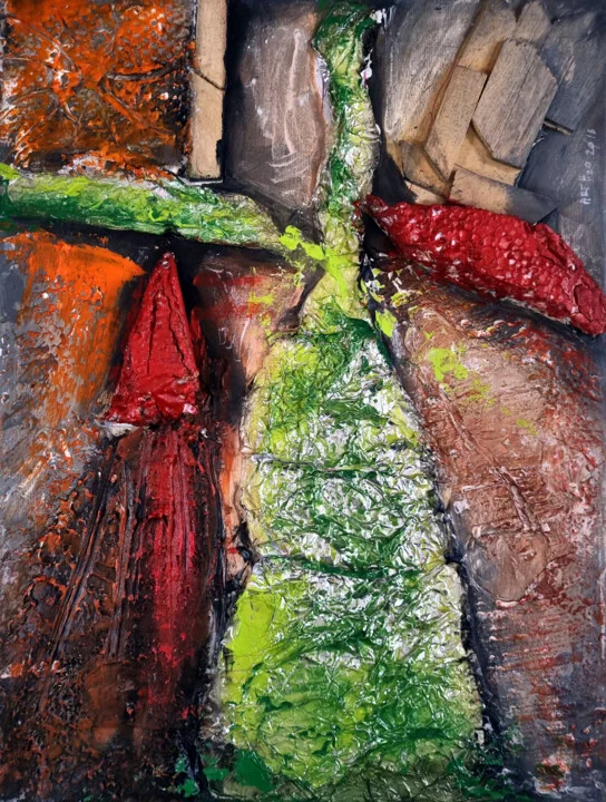 Click to view in high resolution Textural Greens and Rust of Urban Flow