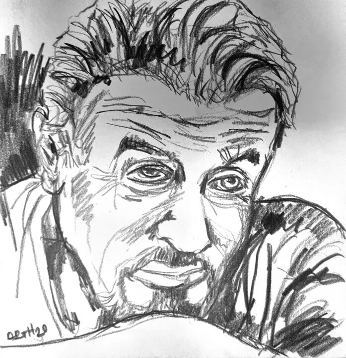 Click to view in high resolution Raw Pencil Portrait Study of Stallone