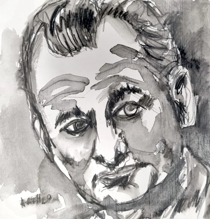 Click to view in high resolution Expressive Aquarelle Portrait of Bill Murray