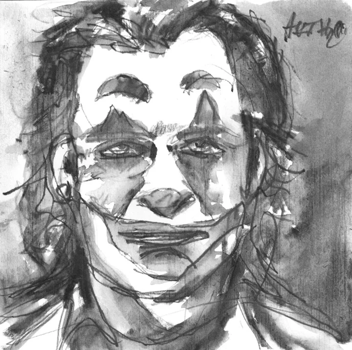 Click to view in high resolution Monochromatic Aquarelle Joker Portrait