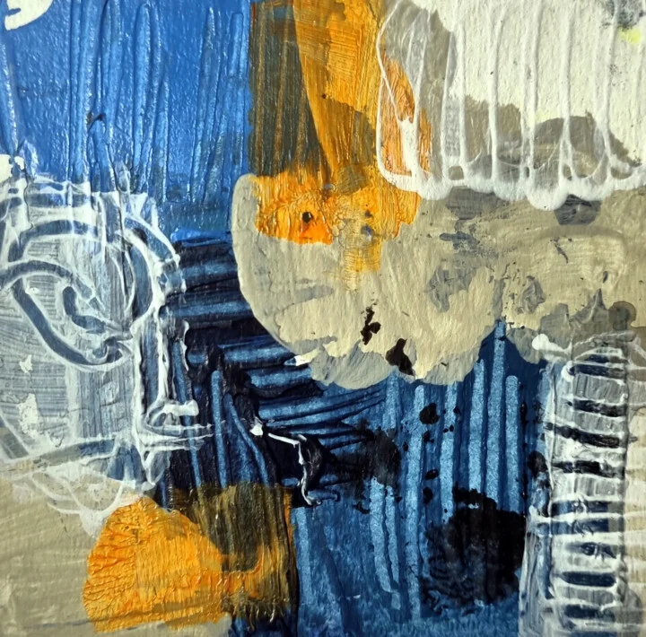 Click to view in high resolution Cerulean and Ochre Coastal Abstract