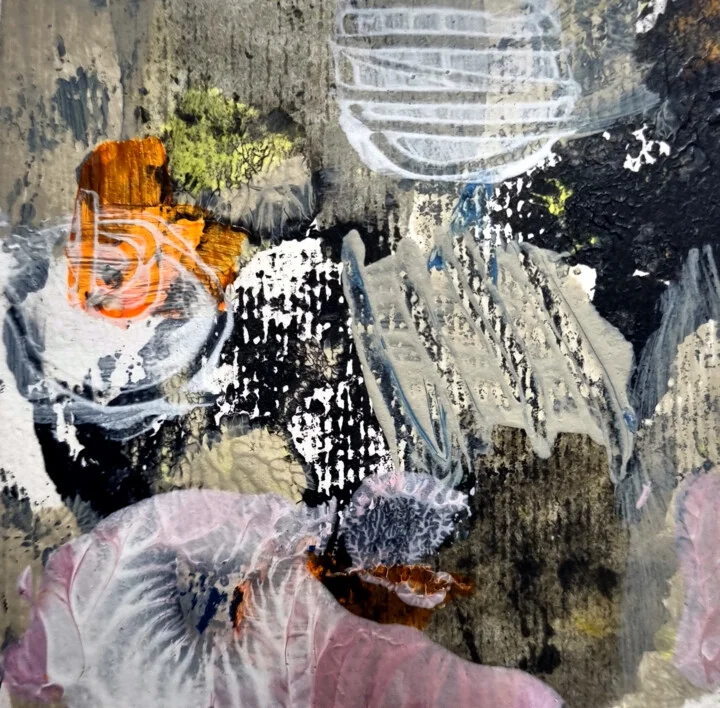 Click to view in high resolution Charcoal and Pink Textured Bloom