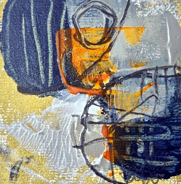 Click to view in high resolution Gold and Indigo Abstract Expression