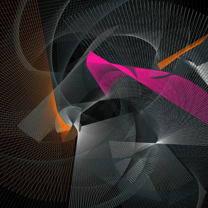 Click to view in high resolution Monochrome and Neon Abstract Line Drawing