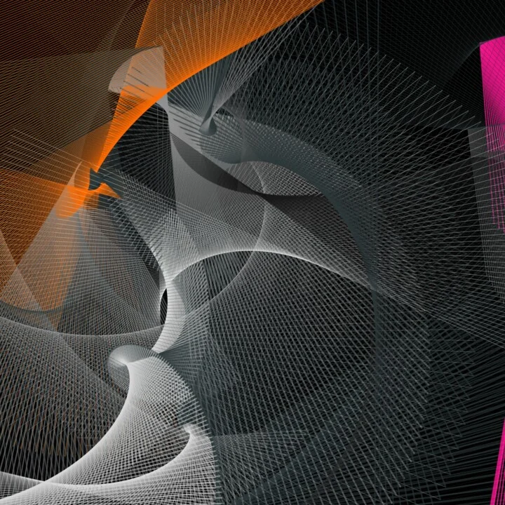 Click to view in high resolution Black and White Generative Swirls with Warm Accents