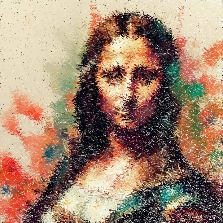 Click to view in high resolution Iconic Portrait of Mona Lisa in Geometric Lines