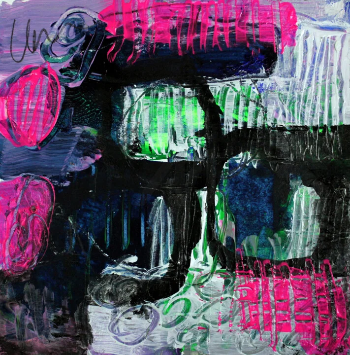 Click to view in high resolution Small Abstract Neon Study on Paper