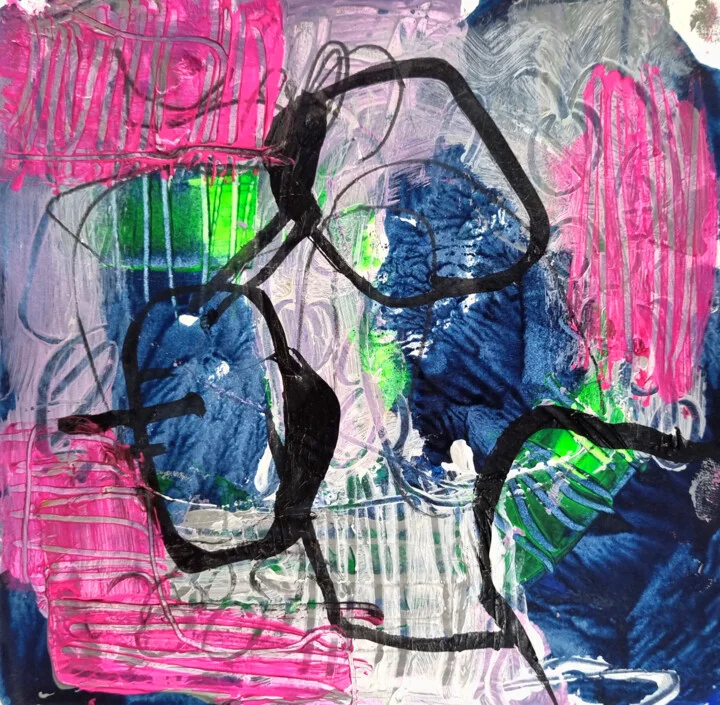 Click to view in high resolution Neon Pink Abstract Study on Paper