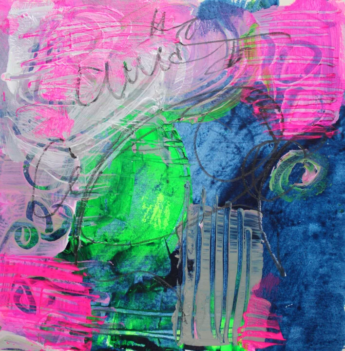 Click to view in high resolution Dynamic Neon Abstract in Blue and Green