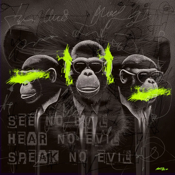 Click to view in high resolution Neon Three Wise Monkeys