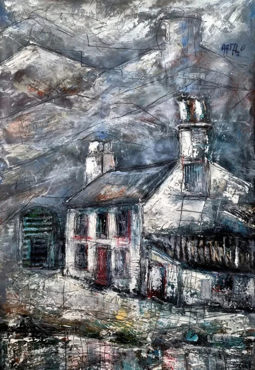 Click to view in high resolution Charcoal Grey Mayo Cottage in Storm