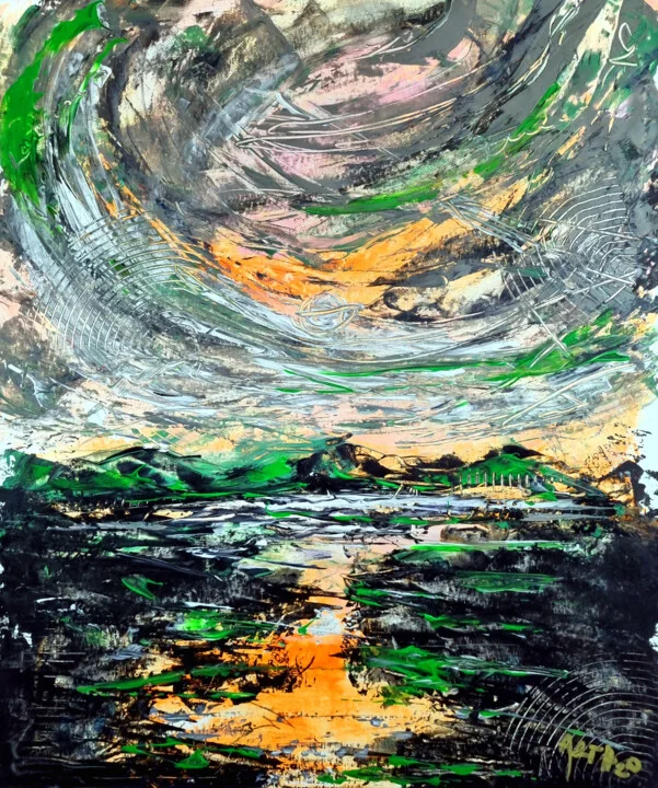 Click to view in high resolution Cyclone Grey and Orange Seascape