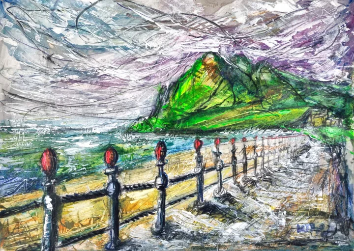 Click to view in high resolution Bray Coastline and Headland on Paper