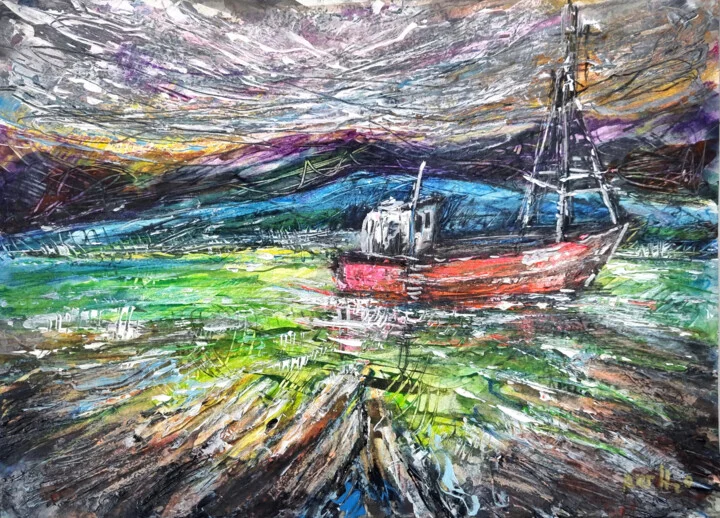 Click to view in high resolution Donegal Fishing Boat in Turbulent Waters