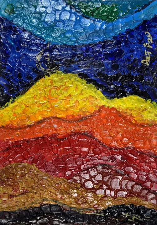 Click to view in high resolution Colorful Strata in Bold Impasto