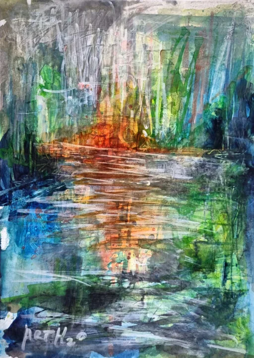 Click to view in high resolution Shadowy Forest Reflection in Acrylic