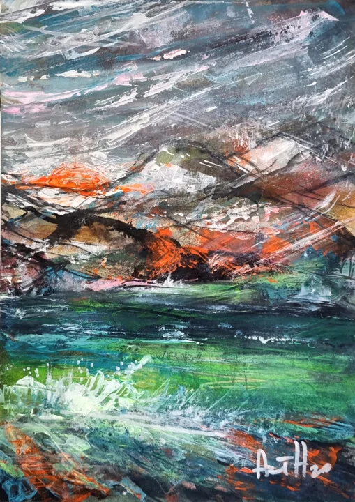 Click to view in high resolution Stormy Seas in Fiery Hues