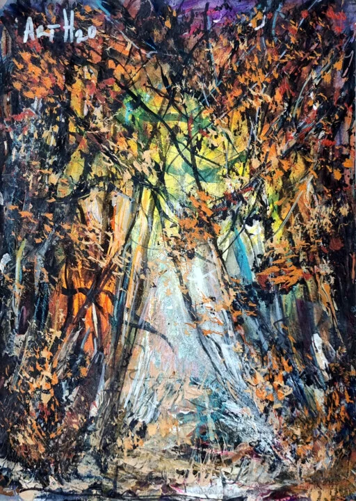 Click to view in high resolution Fiery Light Through Autumn Trees