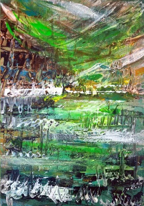 Click to view in high resolution Vibrant Greens of Emerald Fields Diptych