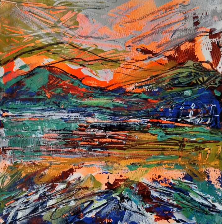 Click to view in high resolution Emerald and Coral Abstract Irish Coast