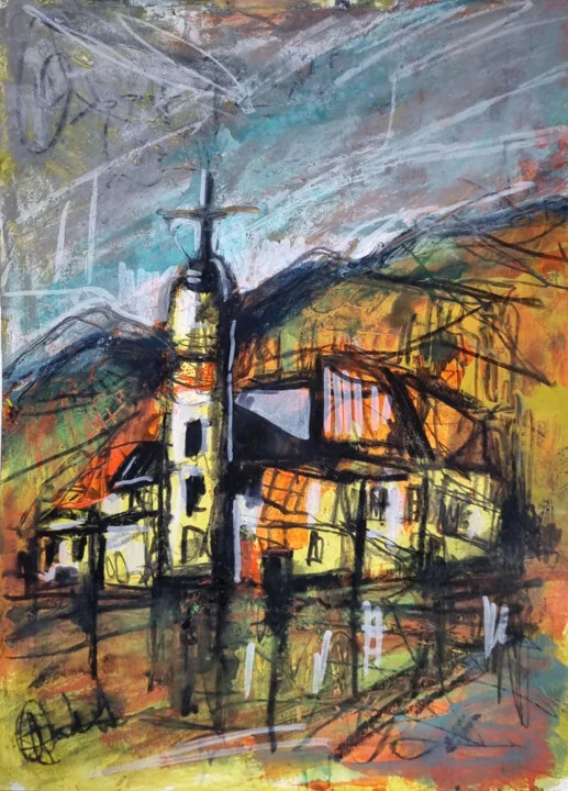 Click to view in high resolution Ochre and Black Architectural Landscape