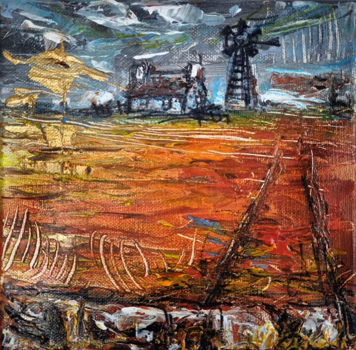 Click to view in high resolution Fiery Ochre and Red Abstract Landscape