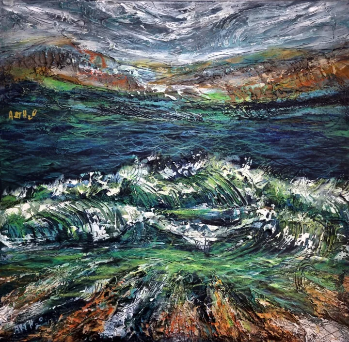 Click to view in high resolution Emerald and Sapphire Sea Under Stormy Skies