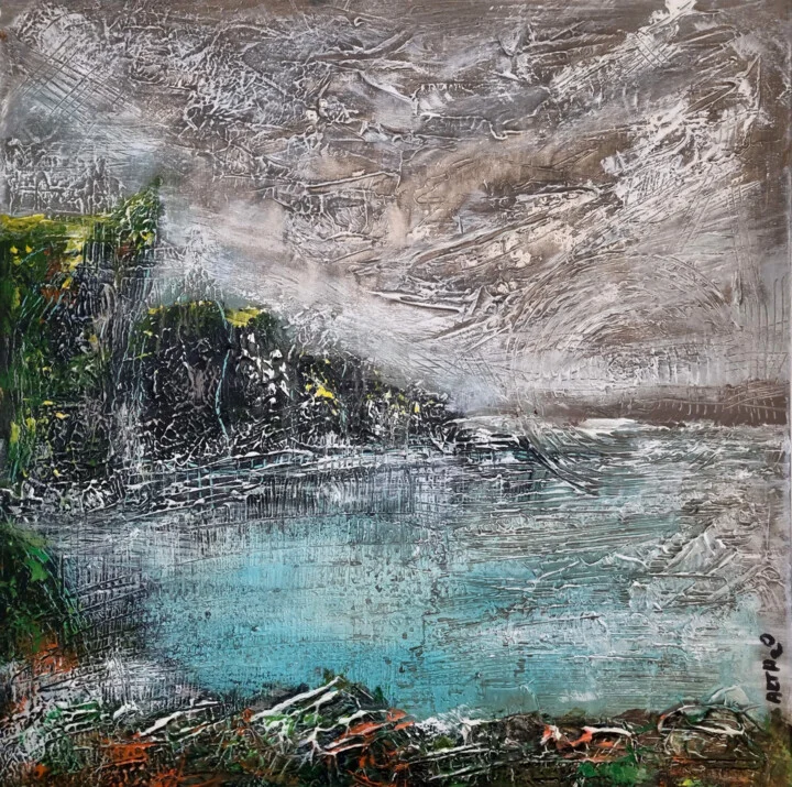 Click to view in high resolution Moody Gray and Turquoise Coastal Cliffs