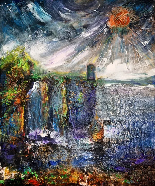 Click to view in high resolution Dramatic Indigo and Orange Cliffside