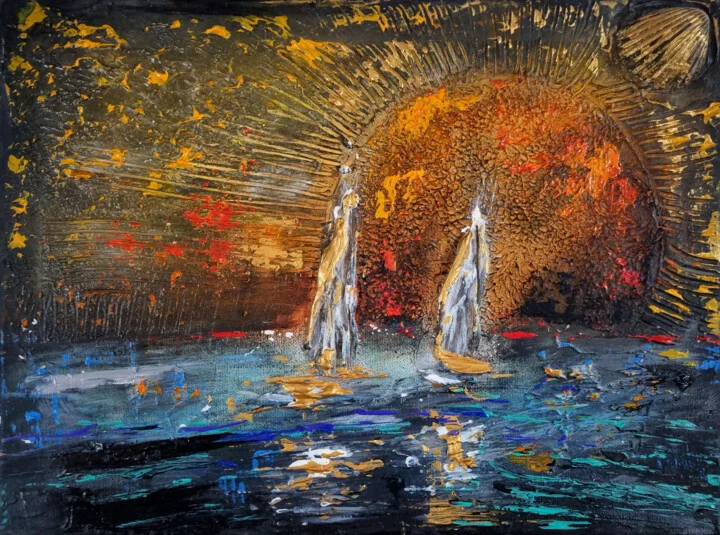 Click to view in high resolution Symbolic Sails Against Fiery Solar Disc