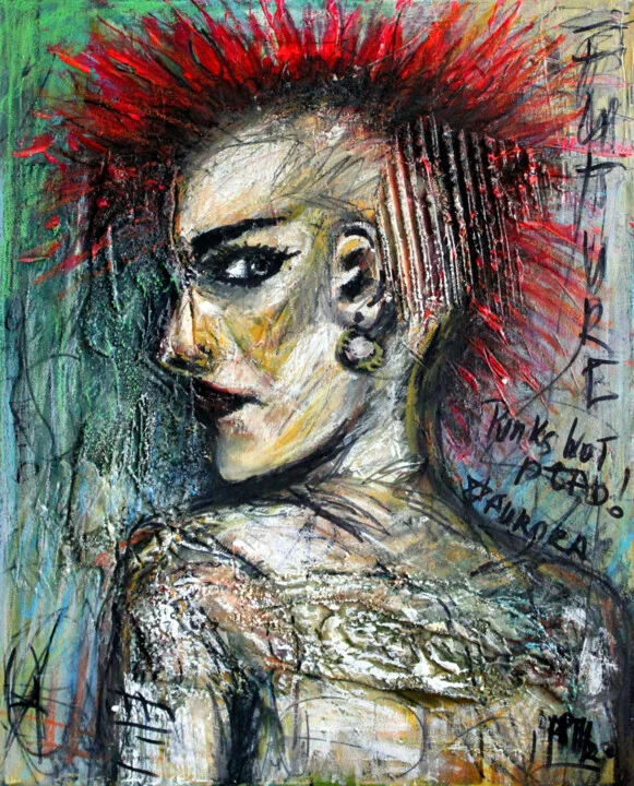 Click to view in high resolution Vivid Green and Black Punk Portrait