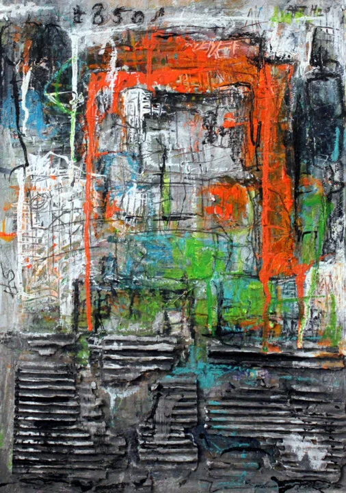 Click to view in high resolution Nostalgic Orange and Cyan Abstract Memory