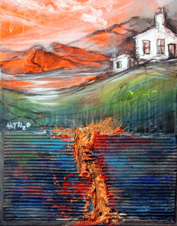 Click to view in high resolution Fiery Orange and Green Irish Coastal Scene