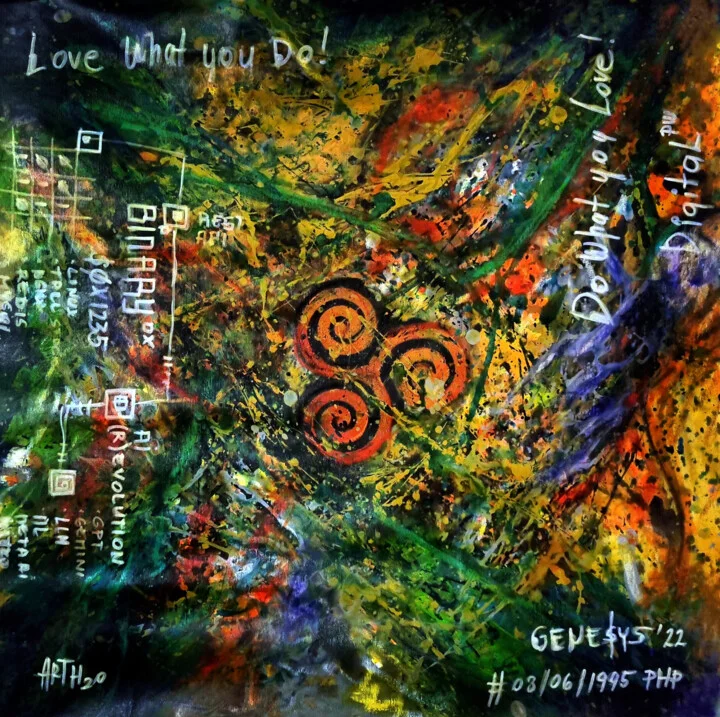 Click to view in high resolution Energetic Swirls of Green and Orange Code