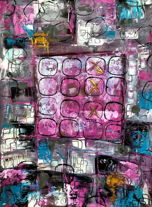 Click to view in high resolution Magenta and Teal Urban Abstract