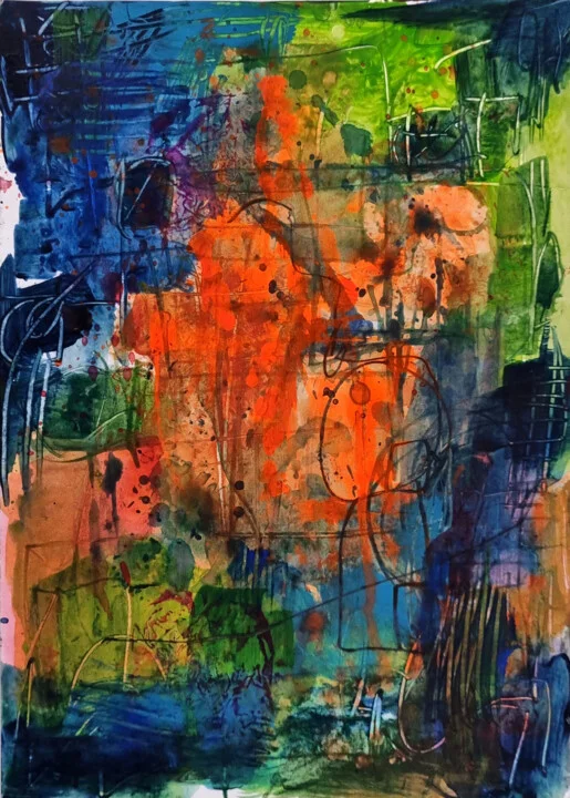 Click to view in high resolution Explosive Energy in Orange and Teal