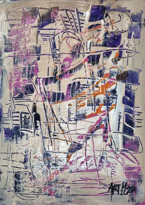 Click to view in high resolution Indigo and Magenta Structural Abstract