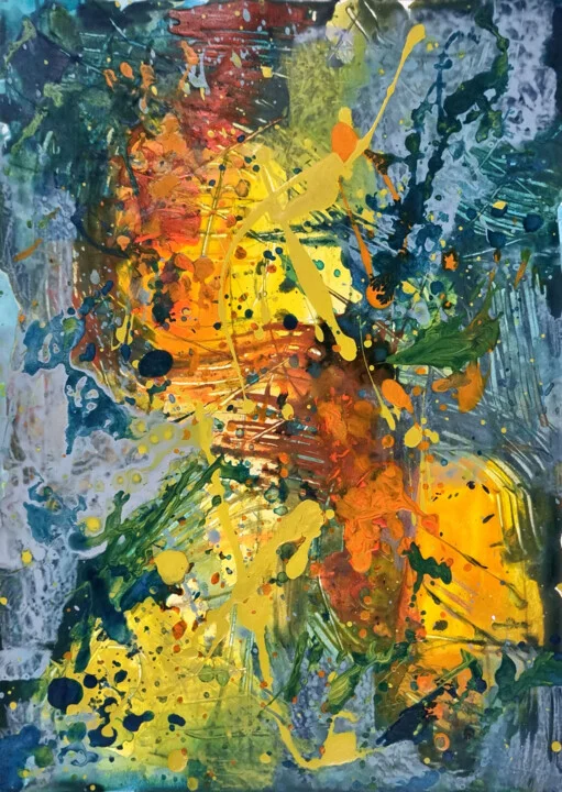 Click to view in high resolution Teal and Gold Burst of Cosmic Energy