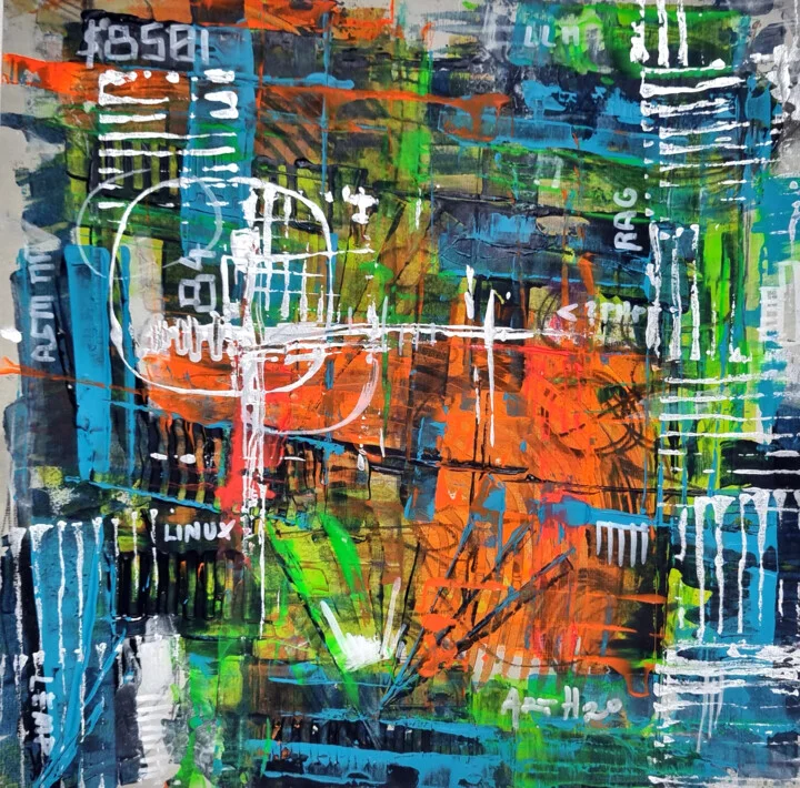 Click to view in high resolution Tech Overload in Orange and Teal