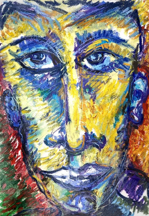 Click to view in high resolution Intense Yellow and Indigo Portrait